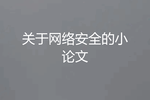 关于网络安全的小论文