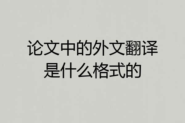 论文中的外文翻译是什么格式的