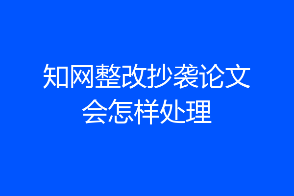 知网整改抄袭论文会怎样处理