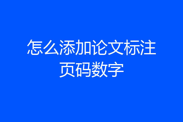 怎么添加论文标注页码数字