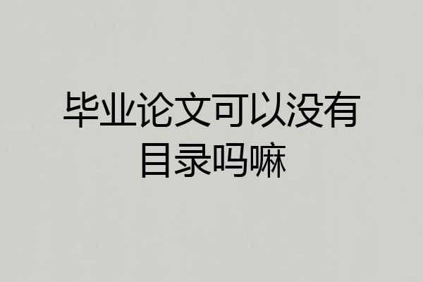 毕业论文可以没有目录吗嘛