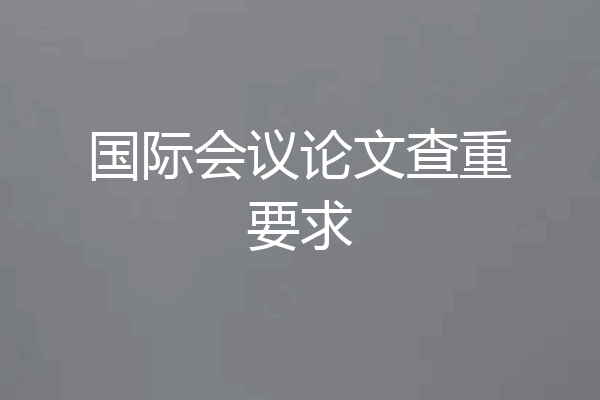 国际会议论文查重要求