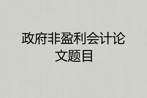 政府非盈利会计论文题目