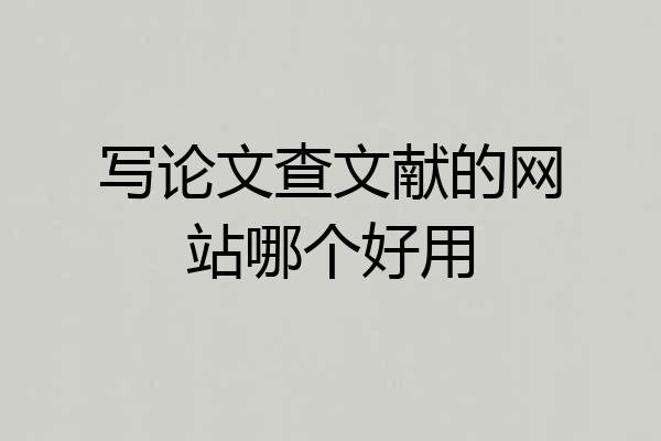 写论文查文献的网站哪个好用
