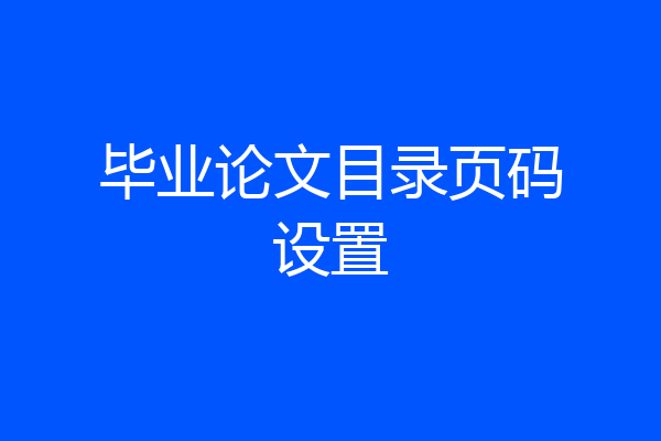毕业论文目录页码设置