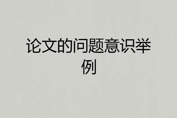 论文的问题意识举例