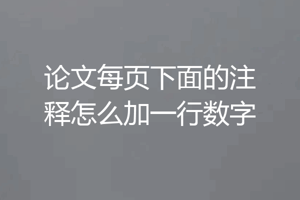 论文每页下面的注释怎么加一行数字