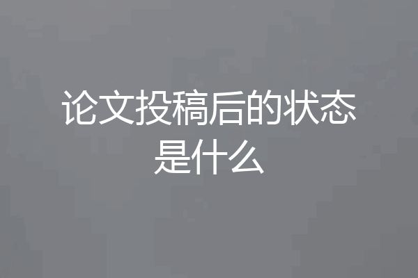 论文投稿后的状态是什么