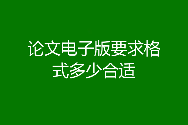 论文电子版要求格式多少合适