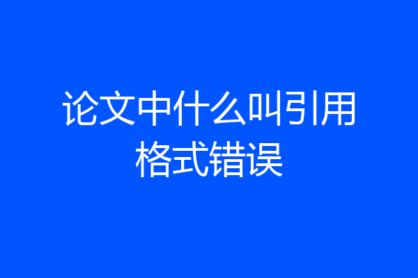 论文中什么叫引用格式错误