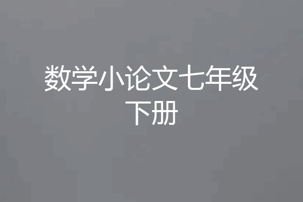 数学小论文七年级下册