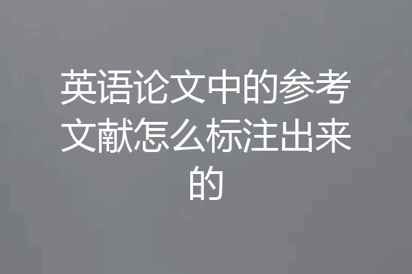 英语论文中的参考文献怎么标注出来的
