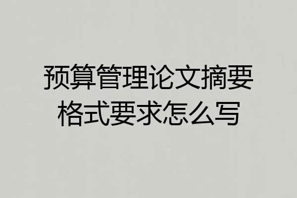 预算管理论文摘要格式要求怎么写