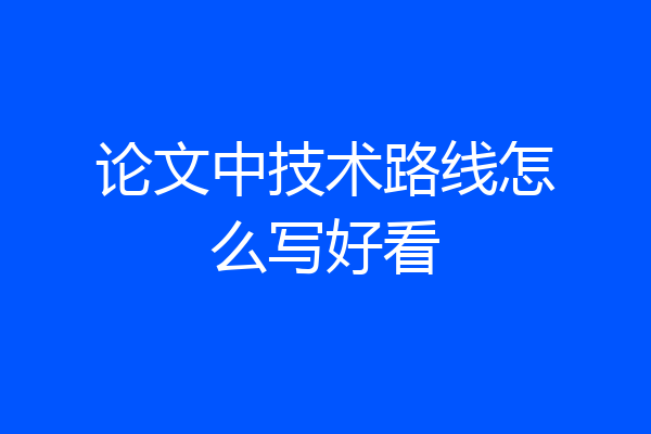 论文中技术路线怎么写好看