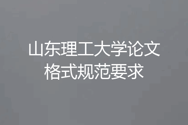 山东理工大学论文格式规范要求