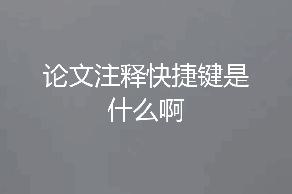 论文注释快捷键是什么啊