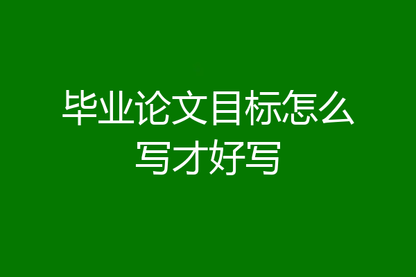 毕业论文目标怎么写才好写