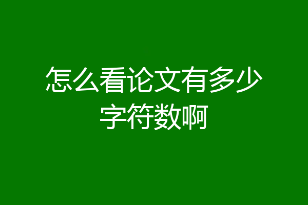 怎么看论文有多少字符数啊
