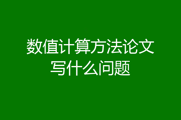 数值计算方法论文写什么问题