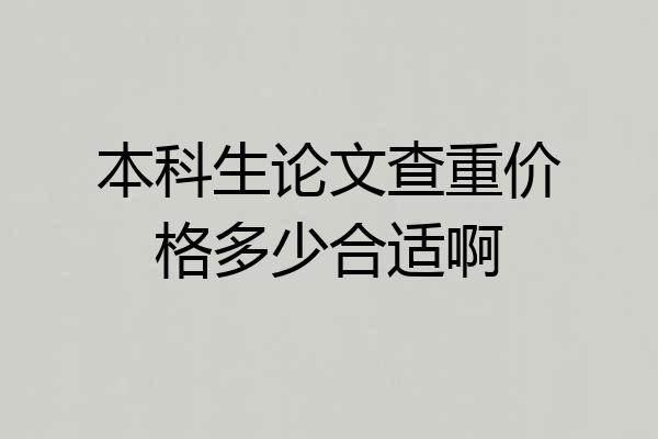 本科生论文查重价格多少合适啊