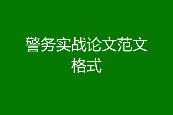警务实战论文范文格式