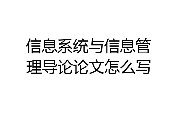 信息系统与信息管理导论论文怎么写