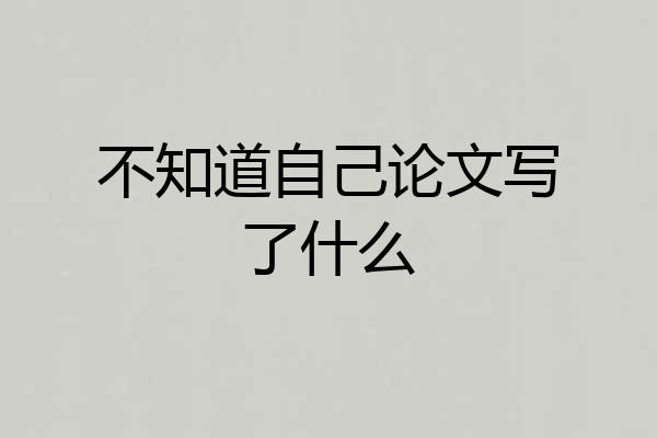 不知道自己论文写了什么