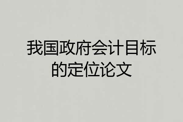我国政府会计目标的定位论文