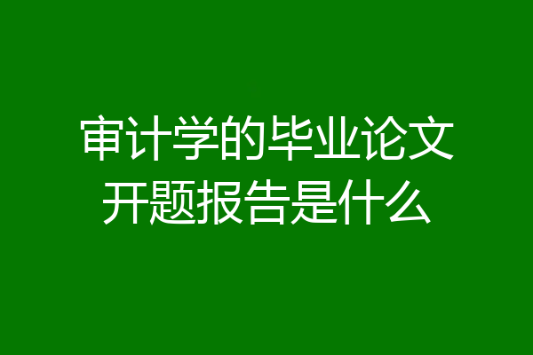 审计学的毕业论文开题报告是什么