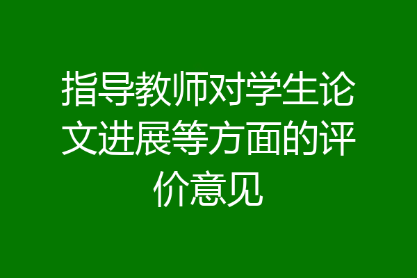 指导教师对学生论文进展等方面的评价意见