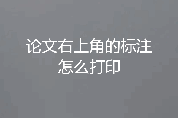 论文右上角的标注怎么打印