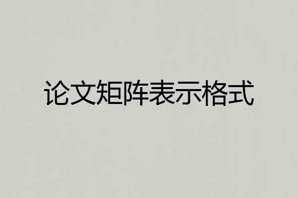 论文矩阵表示格式