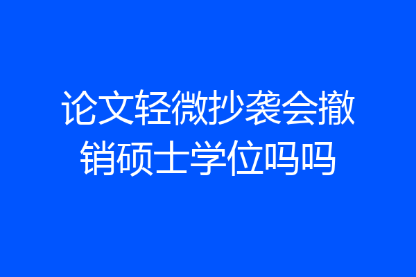 论文轻微抄袭会撤销硕士学位吗吗