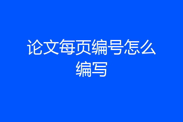 论文每页编号怎么编写