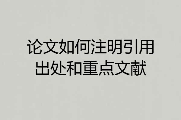 论文如何注明引用出处和重点文献