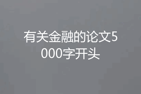 有关金融的论文5000字开头