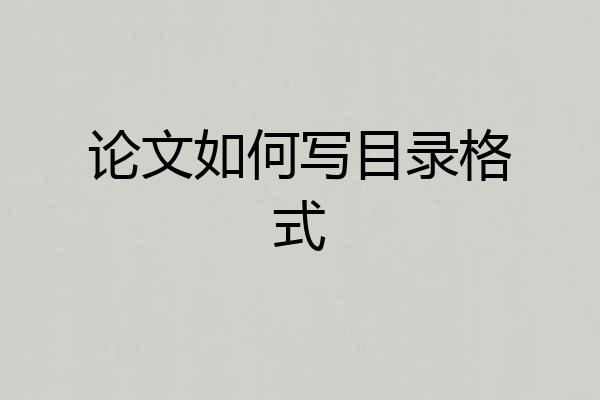 论文如何写目录格式