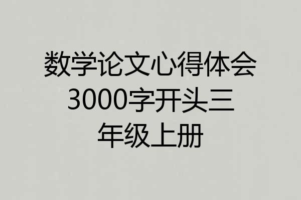 数学论文心得体会3000字开头三年级上册