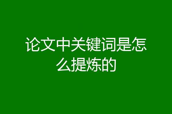 论文中关键词是怎么提炼的