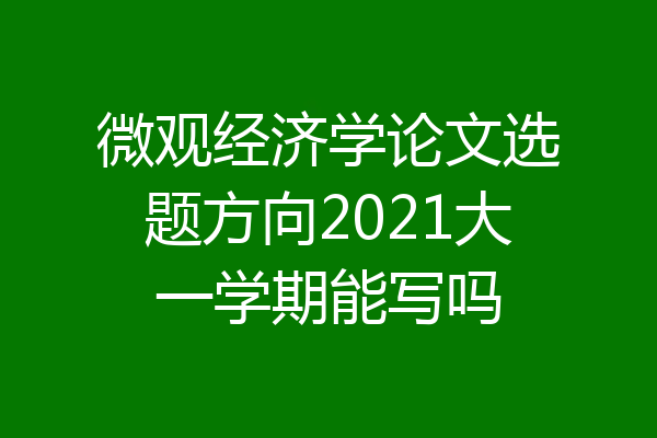 微观经济学论文选题方向2021大一学期能写吗