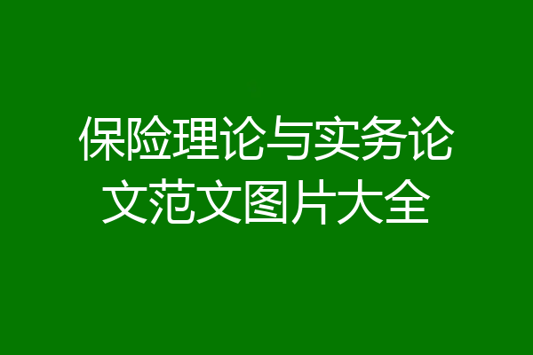 保险理论与实务论文范文图片大全