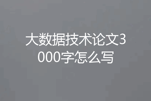 大数据技术论文3000字怎么写
