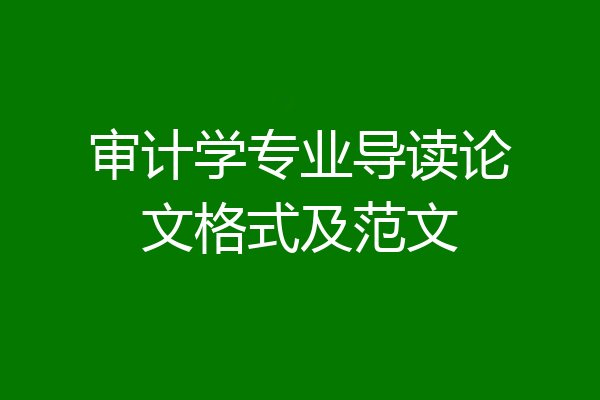 审计学专业导读论文格式及范文