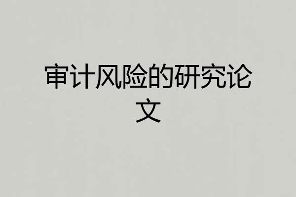 审计风险的研究论文