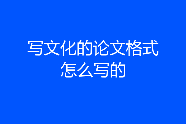写文化的论文格式怎么写的