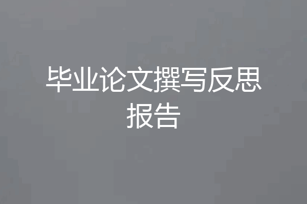 毕业论文撰写反思报告