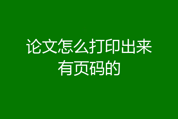 论文怎么打印出来有页码的