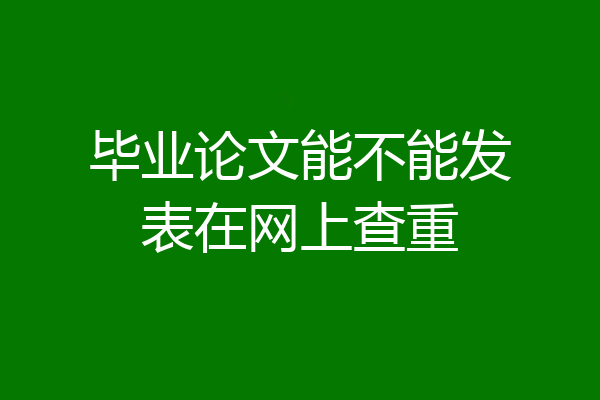 毕业论文能不能发表在网上查重