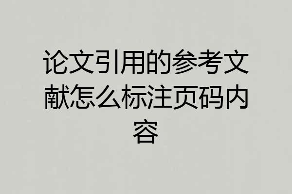 论文引用的参考文献怎么标注页码内容