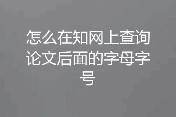 怎么在知网上查询论文后面的字母字号